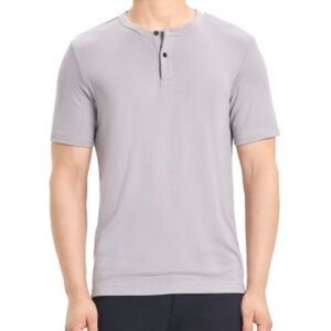 Theory size XXL Men's baby blue Short Sleeve Gaskell Solid Henley shirt